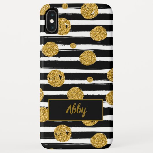 Gold Glitter Black Stripes Case-Mate iPhone Case (Achterkant)