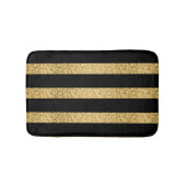 Gold Glitter Black Stripes Monogram Badmat (Voorkant)