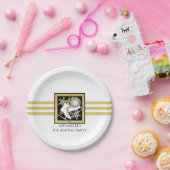 Gold Glitter Black White Ice Skating Papieren Bordje (Feest)