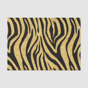 Gold Glitter Black Zebra Stripes Animal Print Tissuepapier