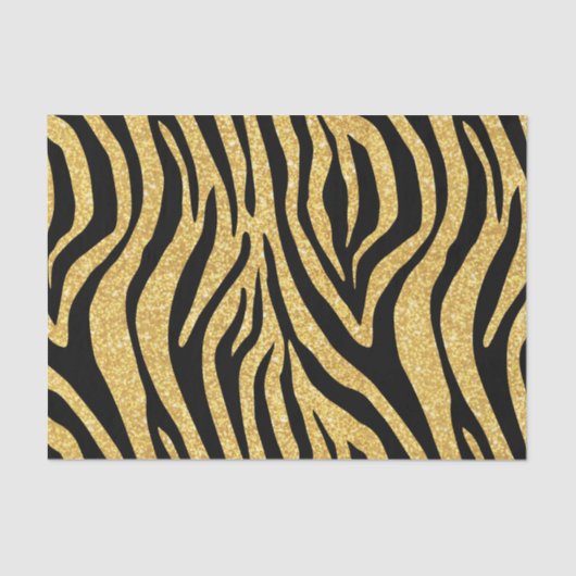Gold Glitter Black Zebra Stripes Animal Print Tissuepapier (Voorkant)