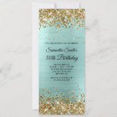 Gold Glitter Bleek Turquoise Folie 50e verjaardag Kaart (Voorkant)