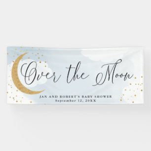Gold Glitter Blue Baby shower Party over de maan Spandoek