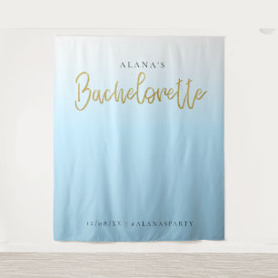 Gold Glitter Blue Bachelorette Party Photo Booth Wandkleed