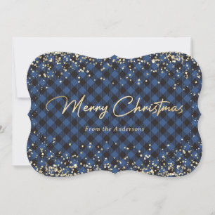 Gold Glitter Blue Buffalo met kerstkaarten Feestdagenkaart
