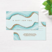 Gold Glitter Blue Marble Agate Modern Gift Card (Bureau)