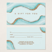 Gold Glitter Blue Marble Agate Modern Gift Kaart (Voorkant /achterkant)