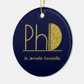 Gold Glitter Blue PhD-Afstuderen Keramisch Ornament (Links)