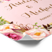 Gold Glitter Blush Pink Floral Weddenschap Poster (Hoek)