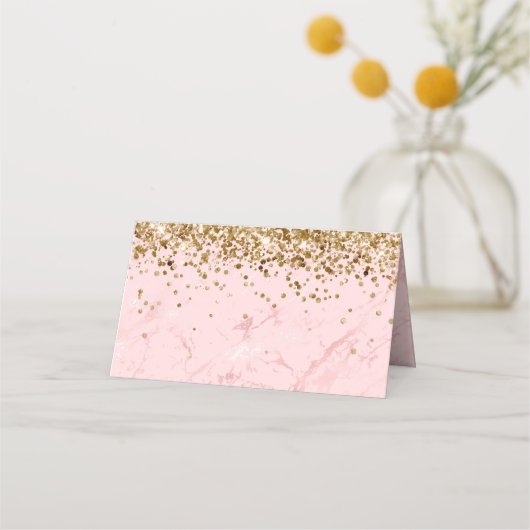 Gold Glitter Blush Pink Marble Blank (Voorkant)