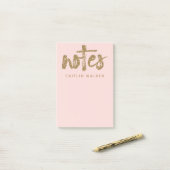 Gold Glitter Blush Pink Sticky Notes Pad (Op bureau)