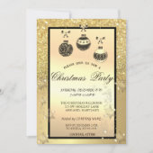 Gold Glitter Bokeh, kerstballen Company Party Kaart (Voorkant)