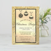 Gold Glitter Bokeh, kerstballen Company Party Kaart (Staand voorkant)