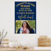Gold Glitter Bold Script Custom Photo Afstuderen Poster (Keuken)