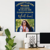 Gold Glitter Bold Script Custom Photo Afstuderen Poster (Thuiskantoor)