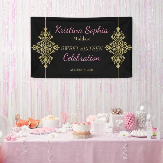 Gold Glitter Border Party Spandoek (Feest)