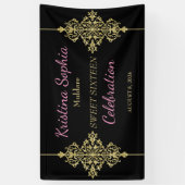 Gold Glitter Border Party Spandoek (Verticaal)