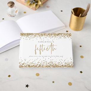 Gold Glitter Borders 50e verjaardag Gastenboek