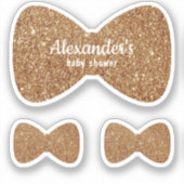 Gold Glitter Boy Bow Stropdas Baby shower Aangepas Sticker (Voorkant)