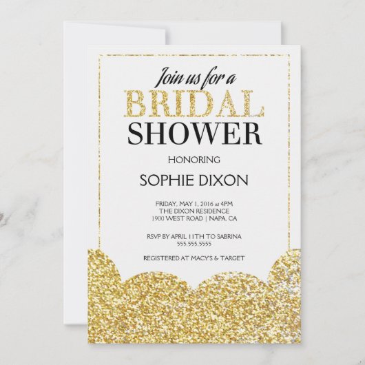 Gold Glitter Bridal Shower Kaart (Voorkant)