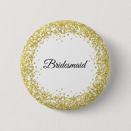 Gold Glitter. Bridesmaid. Ronde Button 5,7 Cm