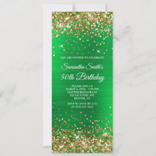 Gold Glitter Bright Green Folie 50e verjaardag Kaart