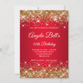 Gold Glitter Bright Red Ombre Fancy Monogram Kaart (Voorkant)