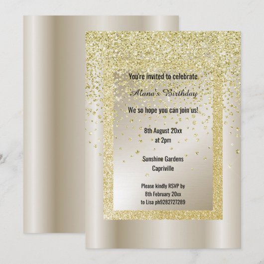 Gold Glitter Bronze Moderne All Occassion Custom Kaart (Voorkant / Achterkant)