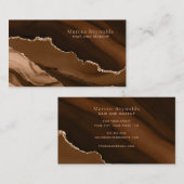 Gold Glitter Brown Marble Agate Visitekaartje (Voorkant / Achterkant)