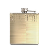 Gold Glitter Brushed Metal Monogram Name Heupfles (Achterkant)