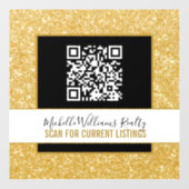 Gold Glitter Business Window Cling met QR-code Raamsticker (Vel)