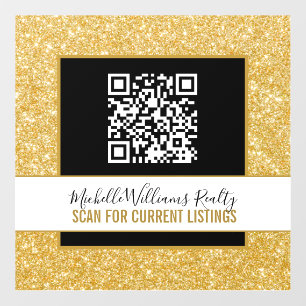 Gold Glitter Business Window Cling met QR-code Raamsticker