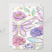 Gold Glitter Butterfly en Bloemenmeisje Baby showe Kaart (Achterkant)