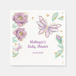 Gold Glitter Butterfly en Bloemenmeisje Baby showe Servet