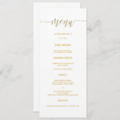Gold Glitter Calligraphy Wedding Menu Dinner Cards (Voorkant / Achterkant)