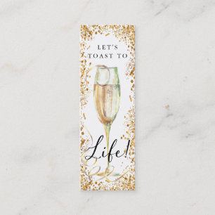 Gold Glitter Champagne Verjaardagsfeest Bladwijzer Mini Visitekaartje