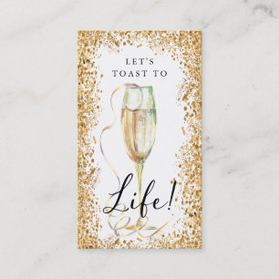 Gold Glitter Champagne Verjaardagsfeest Bladwijzer Visitekaartje