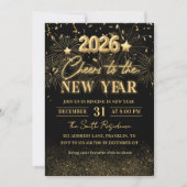 Gold Glitter Cheers to the New Year Invitation (Devant)