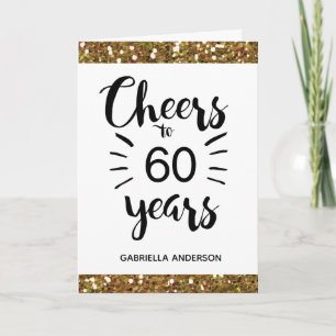 Gold Glitter Cheers tot 60 jaar verjaardag Kaart