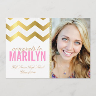 Gold Glitter Chevron Foto Afstuderen Kaart