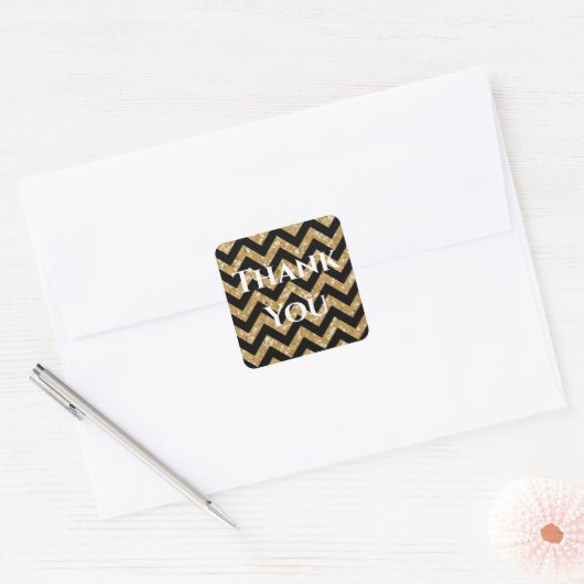 Gold Glitter Chevron Hartelijk dank, Stickers (Envelop)