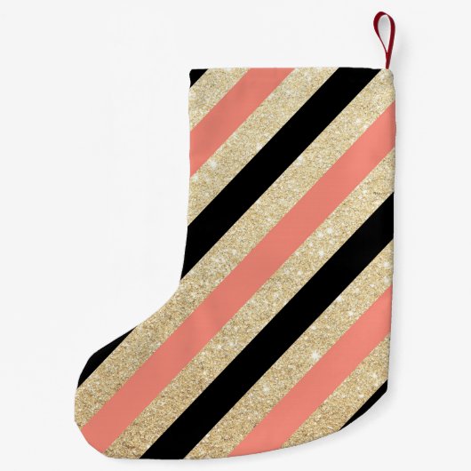 Gold Glitter Chevron Monogram Stocking Kleine Kerstsok (Achterkant)