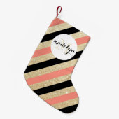 Gold Glitter Chevron Monogram Stocking Kleine Kerstsok (Voorkant (Hangend))