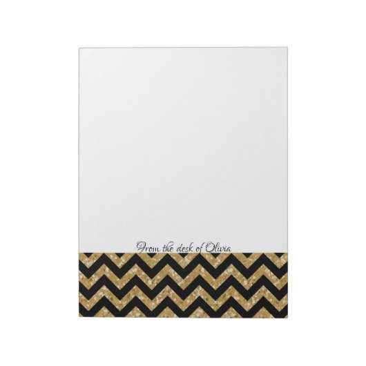 Gold Glitter Chevron Notitieblok (Gedraaid)