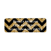 Gold Glitter Chevron Return-adreslabel Etiket (Voorkant)