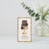 Gold Glitter Chocolate Cake Pastry Chef Bakery Visitekaartje (Staand voorkant)