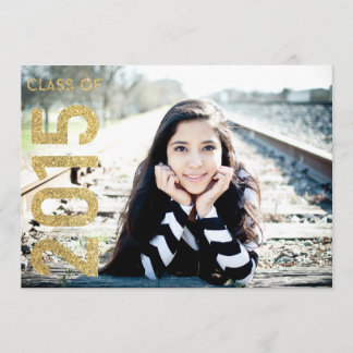 Gold Glitter Class of 2015 Afstuderen 2015 Invite Kaart