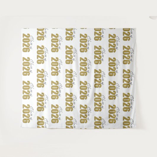 Gold Glitter Class of 2026 Photo Backdrop Wandkleed (Voorkant (horizontaal))