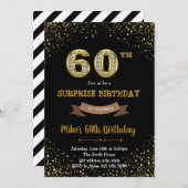 Gold glitter confetti 60e verjaardag uitnodiging (Voorkant / Achterkant)