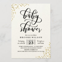 Gold Glitter Confetti Baby shower Uitnodiging